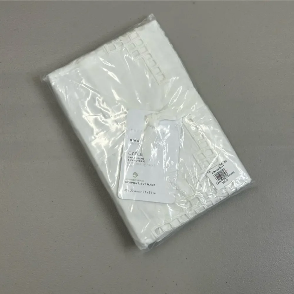 Pottery Barn Eyelet King Sham Pillow Cover Solid White 36